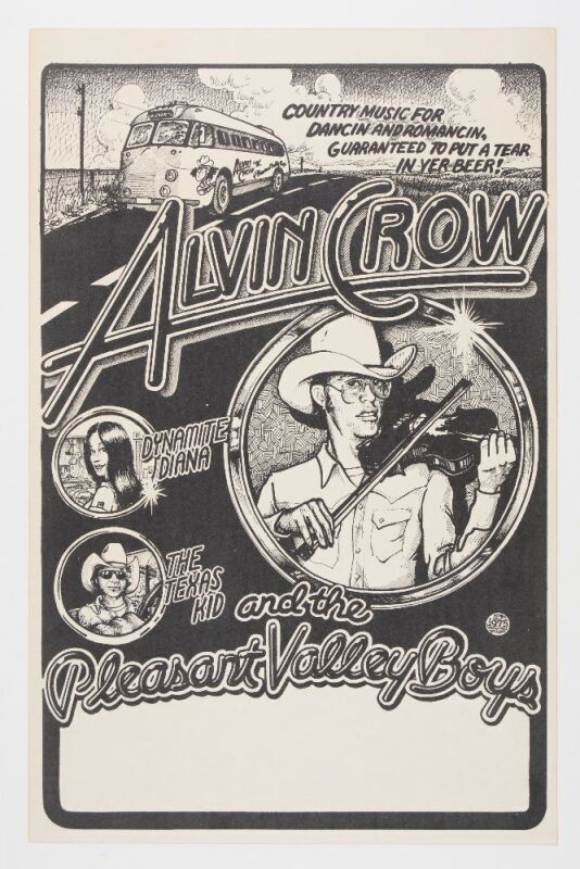 1975 Micael Priest Alvin Crow & The Pleasant Valley Boys Austin Tour Blank Poster Excellent 77