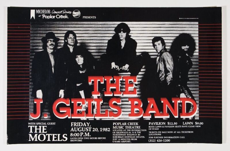 1982 J. Geils Band Poplar Creek Music Theatre Poster Excellent 77
