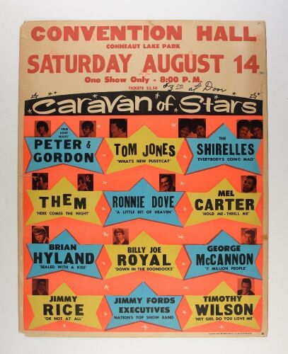 1965 Them Van Morrison Tom Jones The Shirelles Convention Hall Cardboard Poster Fine 53