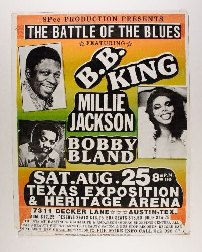 1984 B.B. King Bobby Blue Bland Austin Texas Expo Arena Cardboard Poster Fine 57