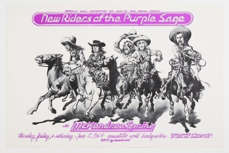 1975 New Riders of the Purple Sage Armadillo World Headquarters Austin Poster Near Mint 85