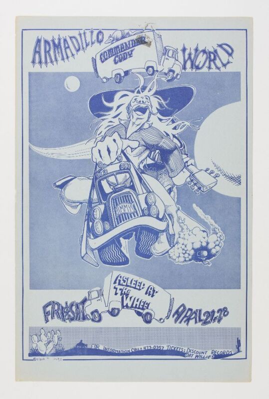 1976 Commander Cody & Lost Planet Airmen Armadillo World Headquarters Austin 2 Sided Poster Excellent 77