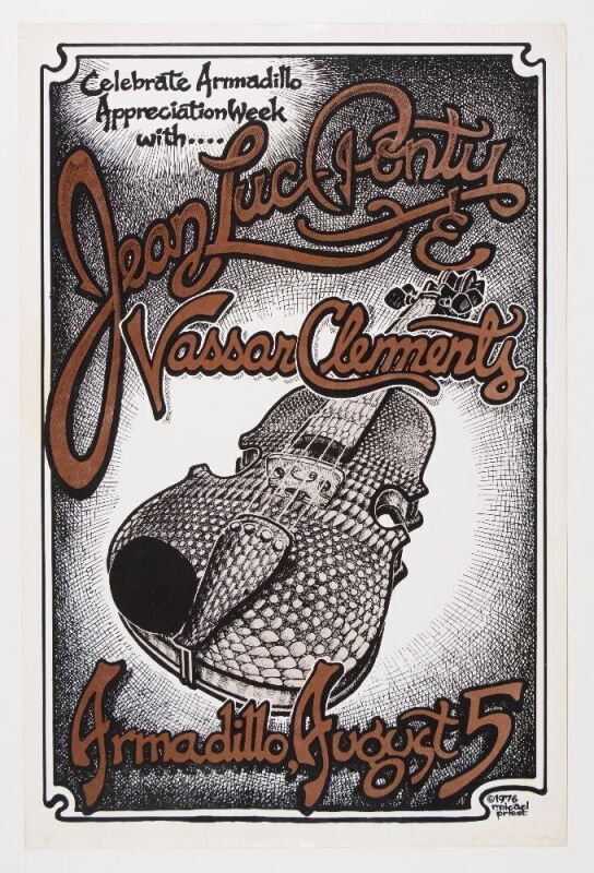 1976 Vassar Clements Jean Luc Ponty Armadillo World Headquarters Austin Poster Excellent 79