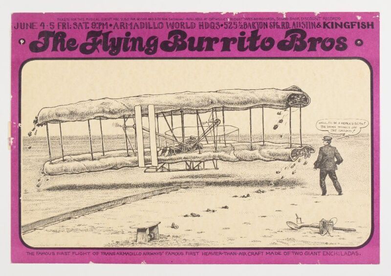 1971 Jim Franklin Flying Burrito Brothers Armadillo World Headquarters Austin Poster Extra Fine 65
