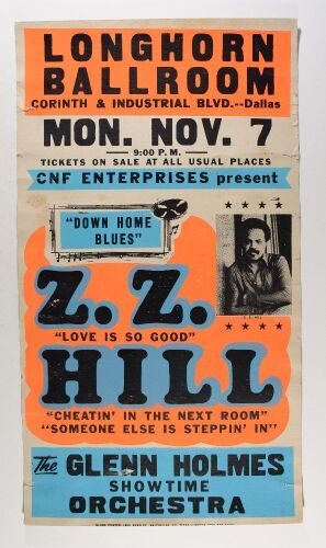 1983 AOR-1.43 Z.Z. Hill The Longhorn Ballroom Dallas Cardboard Globe Poster Fine 53
