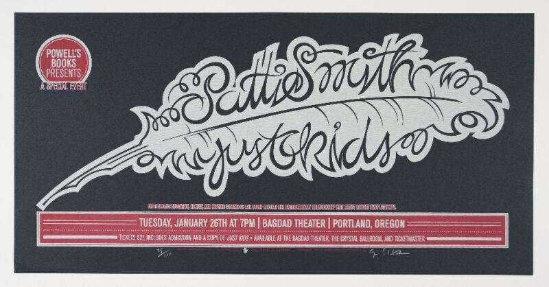 2010 Gary Houston Patti Smith The Bagdad Theater Portland LE Signed Houston Poster Near Mint 85