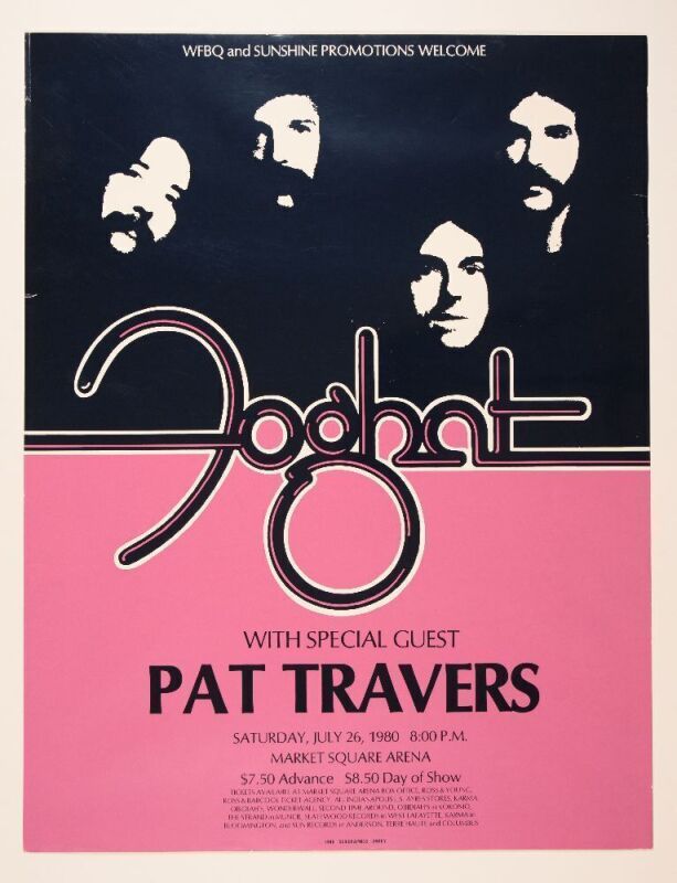1980 Foghat Pat Travers Market Square Arena Indianapolis Poster Excellent 77
