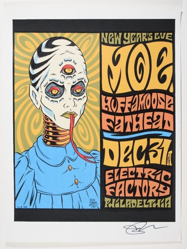 1998 PCL-216 Moe Huffamoose Fathead Electric Factory Philadelphia Signed Forbes Poster Excellent 79