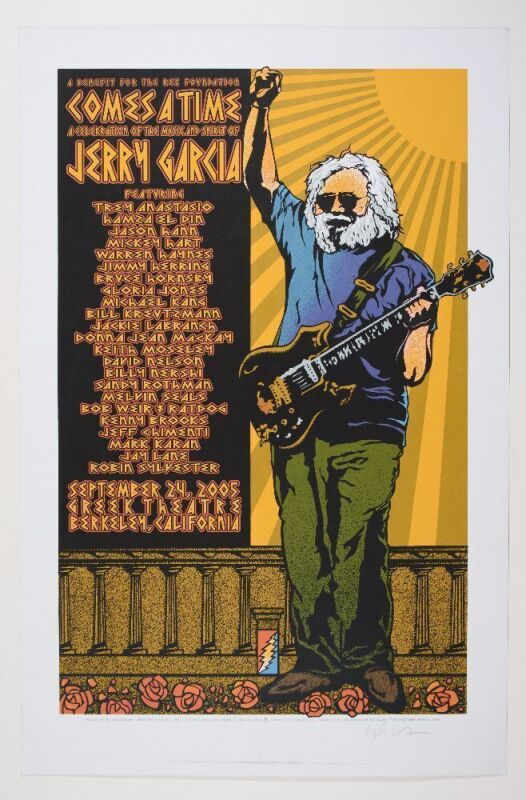2005 Gary Houston Jerry Garcia Celebration Greek Theater Berkeley Signed Houston Poster Mint 91