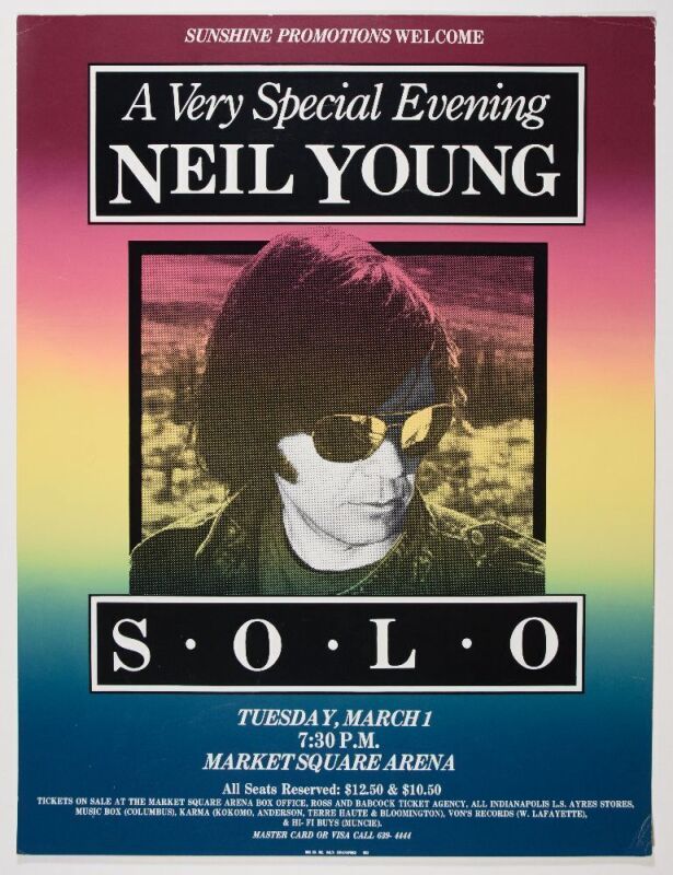 1983 Neil Young Market Square Arena Indianapolis Poster Excellent 75