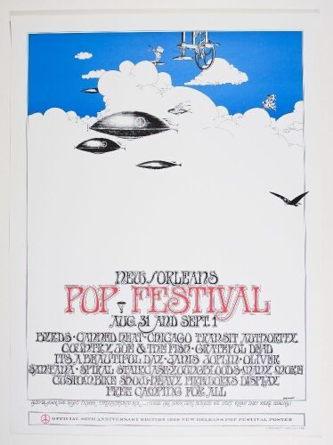 1989 Grateful Dead Joplin New Orleans Pop Festival 20th Anniversary Commemorative Poster Near Mint 85