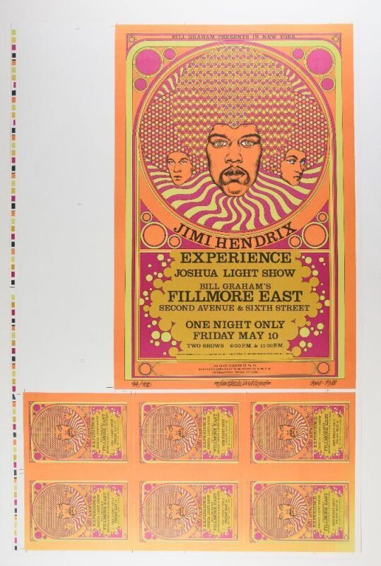 1988 AOR-2.90 Jimi Hendrix Fillmore East RP2 Uncut Proof LE Signed Byrd Poster Mint 91