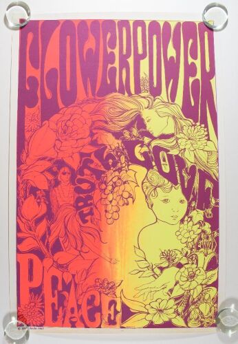 1967 Flower Power Cathy Hill Steve Sachs Headshop Poster Near Mint 87