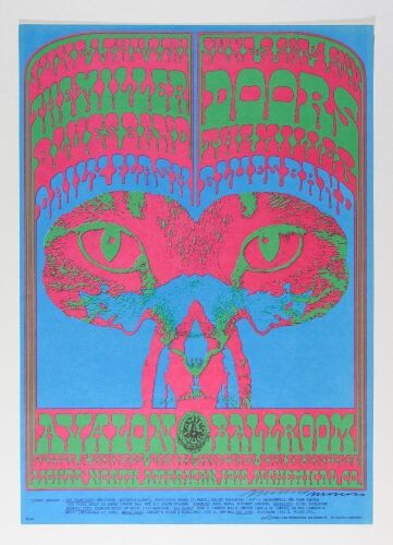 1967 FD-64 The Doors The Miller Blues Band Avalon Ballroom RP2 Signed Moscoso Poster Excellent 79