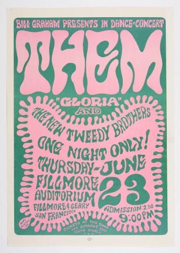 1966 BG-12 Them with Van Morrison Fillmore Auditorium Poster Excellent 79