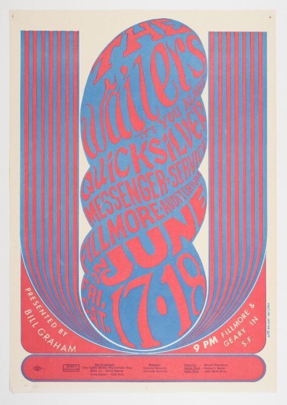 1966 BG-11 The Wailers Fillmore Auditorium Concert Poster Excellent 75
