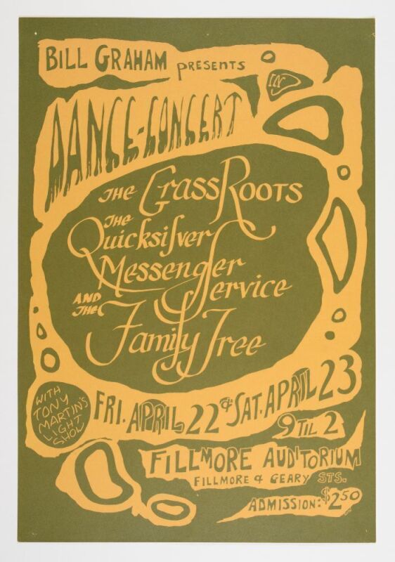 1966 BG-0 Grass Roots Quicksilver Fillmore Auditorium Poster Excellent 79