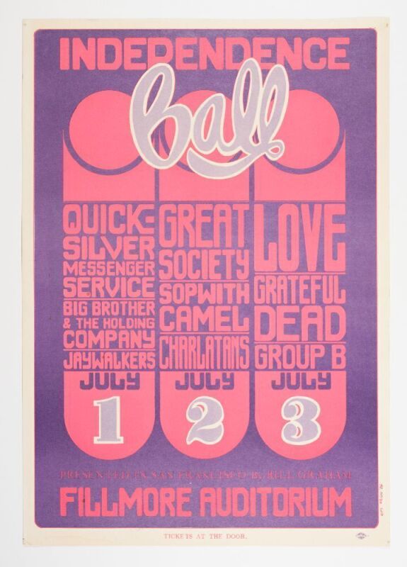 1966 BG-14 Grateful Dead Independence Ball Fillmore Auditorium Poster Excellent 75