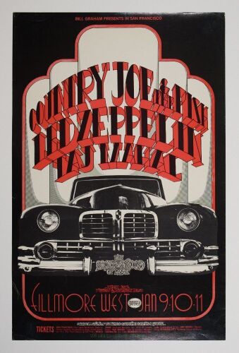 1969 BG-155 Led Zeppelin Country Joe Fillmore West Poster Excellent 71