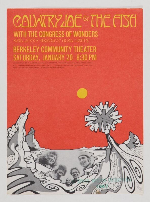 1967 Country Joe and The Fish Berkeley Community Theater Handbill Excellent 75