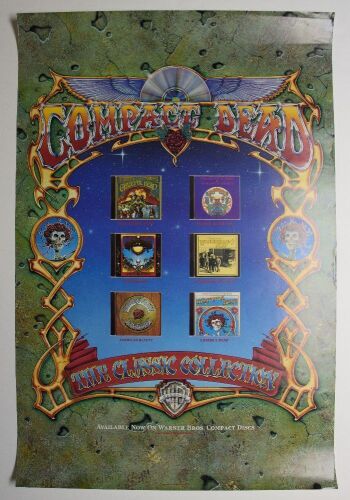 1987 Grateful Dead Compact Dead Warner Brothers Dead on Compact Discs Promotional Poster Excellent 79