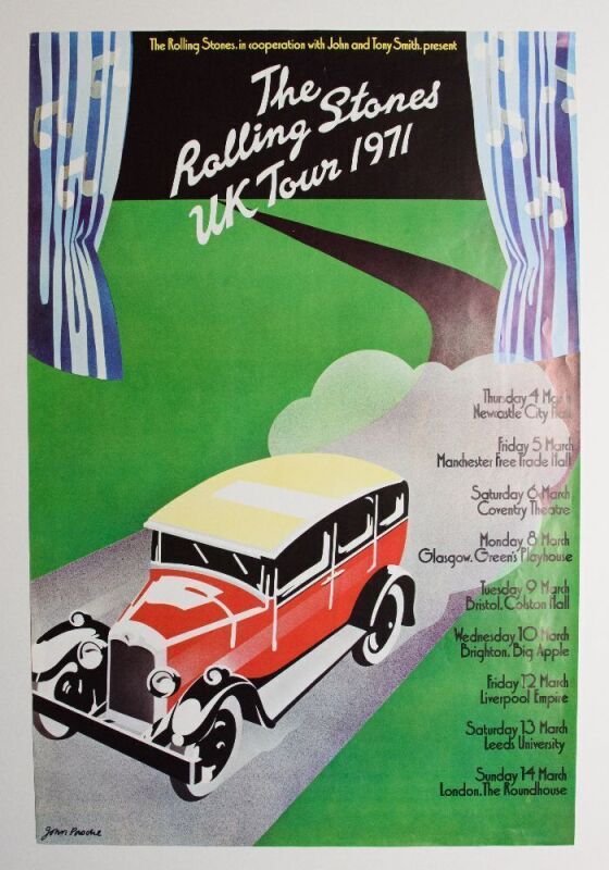 1971 The Rolling Stones UK Tour John Pashe Original Poster Excellent 77