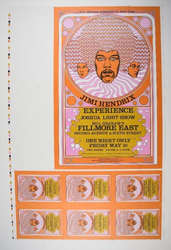 1988 AOR-2.90 Jimi Hendrix Fillmore East RP2 Uncut Proof Sheet Mint 91