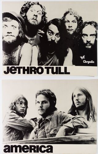Lot of 2 Jethro Tull & America Chrysalis Records & WB Records Promotional Posters Not Graded