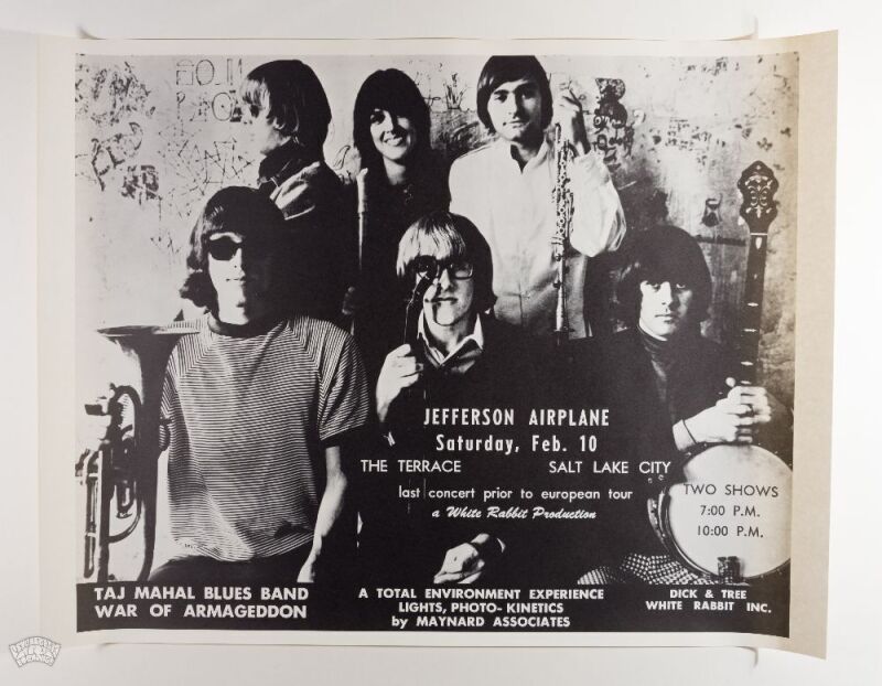 1968 Jefferson Airplane Terrace Ballroom Salt Lake City Poster Mint 91