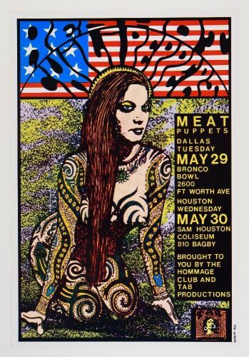 1990 Frank Kozik Red Hot Chili Peppers Dallas & Houston Signed Kozik Poster Near Mint 85