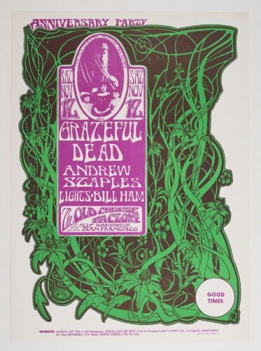 1966 AOR-2.185 Grateful Dead Andrew Staples The Old Cheese Factory RP2 Poster Near Mint 85