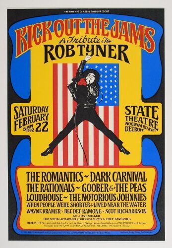 1992 Gary Grimshaw Tribute to Rob Tyner of MC5 The State Theatre Detroit Poster Mint 93