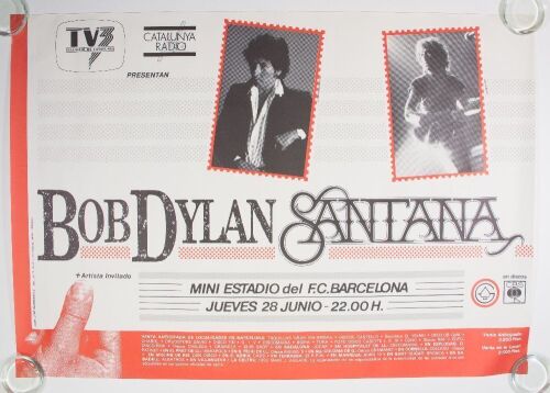 1984 Bob Dylan Santana Barcelona Poster Excellent 77