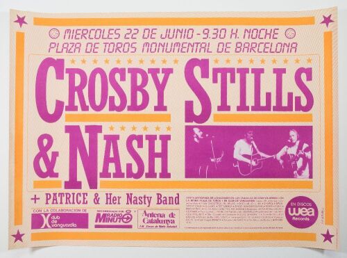 1983 Crosby Stills & Nash Barcelona Poster Excellent 79