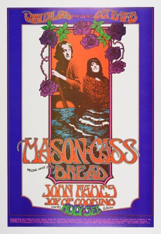 1970 Mason Cass Winterland Poster Near Mint 81