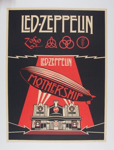 2011 Shepard Fairey Led Zeppelin Mothership LE Poster With Numbered COA Mint 95