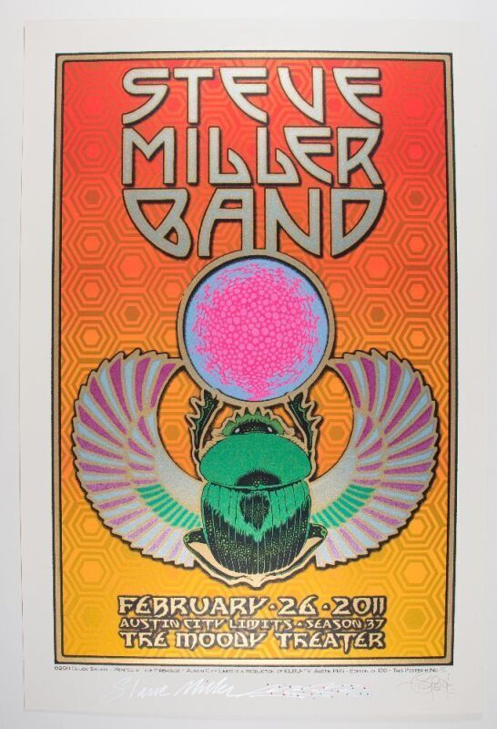 2011 Chuck Sperry Steve Miller Band Austin City Limits Moody Theater LE Signed Miller AND Sperry Poster Mint 95