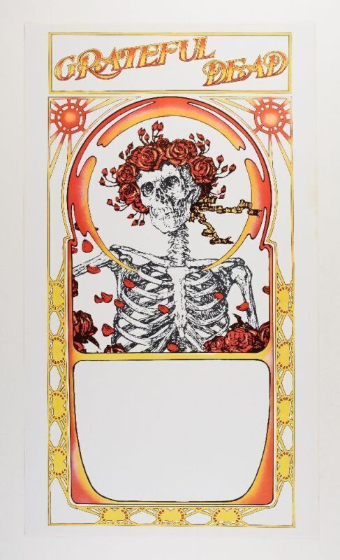 1971 Grateful Dead Skull & Roses Tour Blank Poster Near Mint 85