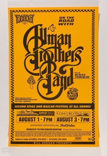 1999 Allman Brothers Band Shoreline Amphitheatre Poster Mint 95