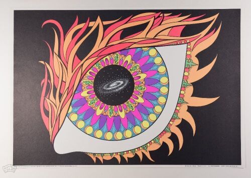 1969 Marcia Hoffer Andromeda Mandala Blacklight Poster Mint 93