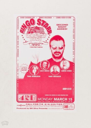 1999 Ringo Starr & His All Star Band San Diego Handbill Mint 93