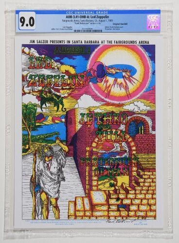 1969 AOR-3.41 Led Zeppelin Santa Barbara Fairgrounds Arena Signed Bettencourt Handbill CGC 9.0