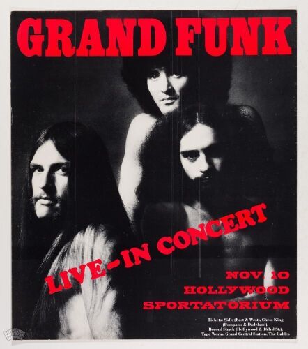 1971 Grand Funk Hollywood Sportatorium Poster Near Mint 85