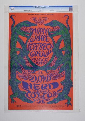 1968 BG-130 Moby Grape Jeff Beck Group Fillmore West Poster CGC 9.8