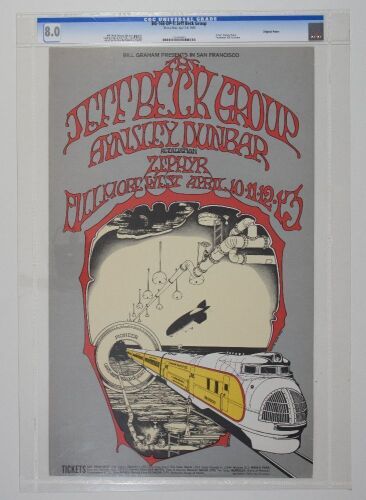 1969 BG-168 The Jeff Beck Group Fillmore West Poster CGC 8.0