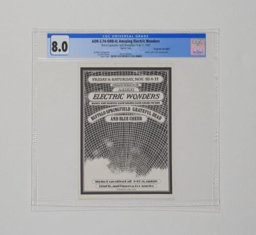 1967 AOR-3.74 Grateful Dead Buffalo Springfield Shrine Exposition Hall Handbill CGC 8.0