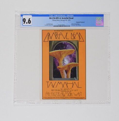 1970 BG-216 Grateful Dead Taj Mahal Fillmore West Postcard CGC 9.6