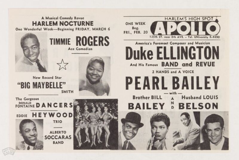 1953 Duke Ellington Big Maybelle Smith Apollo Theater Handbill Excellent 77