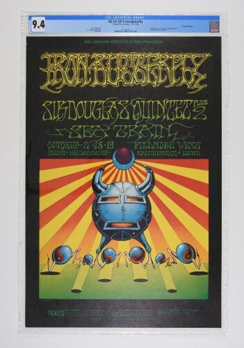 1968 BG-141 Iron Butterfly Sea Train Fillmore West Poster CGC 9.4