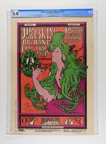 1966 FD-29 Big Brother Janis Joplin Avalon Ballroom RP3 Signed Mouse Poster CGC 5.0